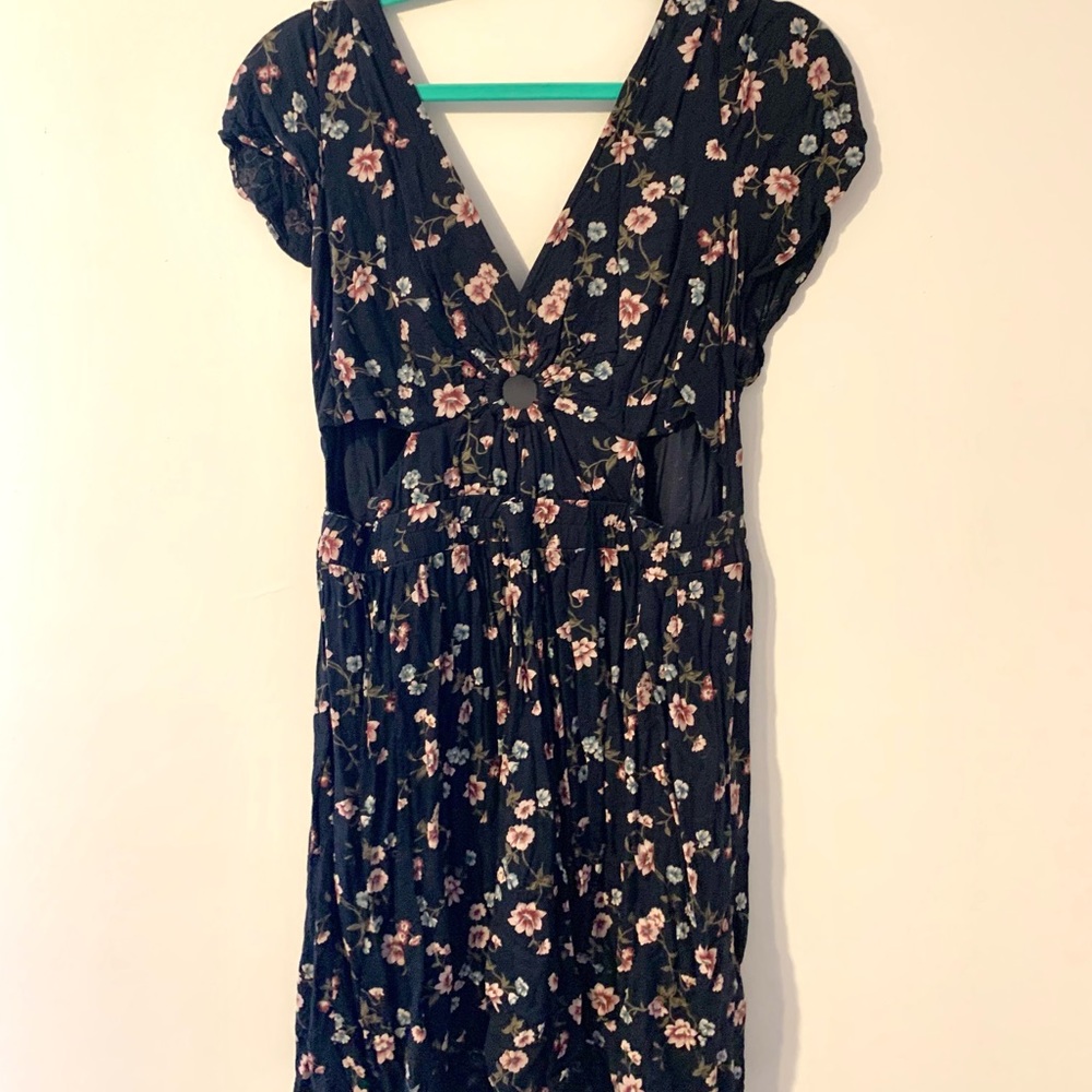 Floral Navy Dress with Cut Outs
